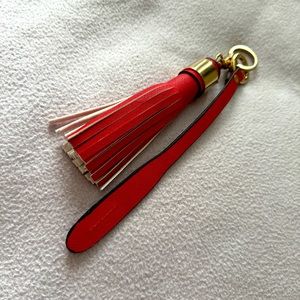 Poppy & Peonies Faux Leather tassel keychain